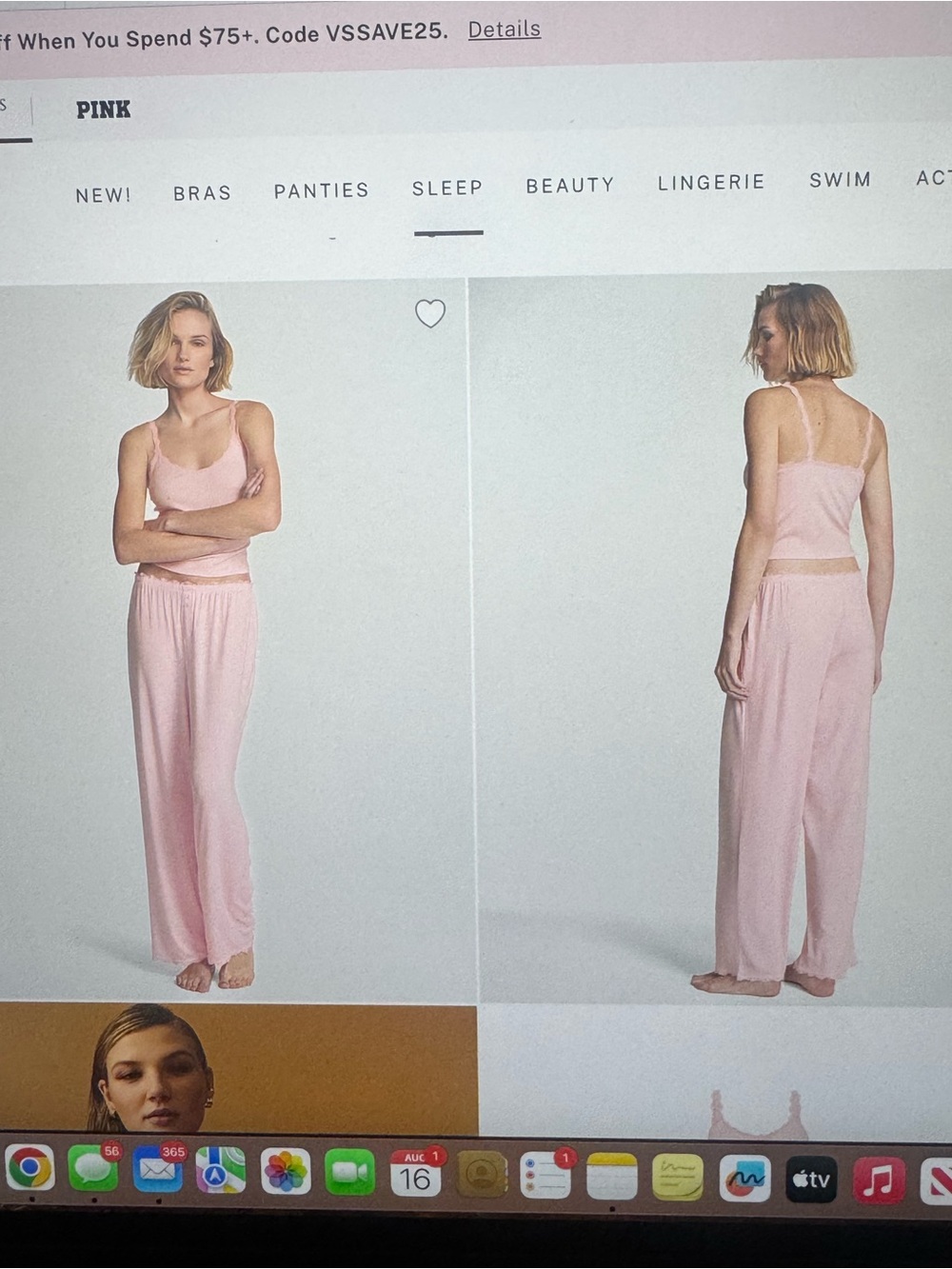 Victoria's Secret Pink Sleep Tank with Wide-Leg Pajama Pants. RED
